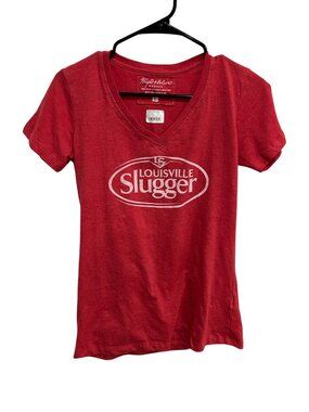 Wright & Ditson Louisville Slugger V-Neck Short Sleeve T-Shirt Red Sz Large Tee
